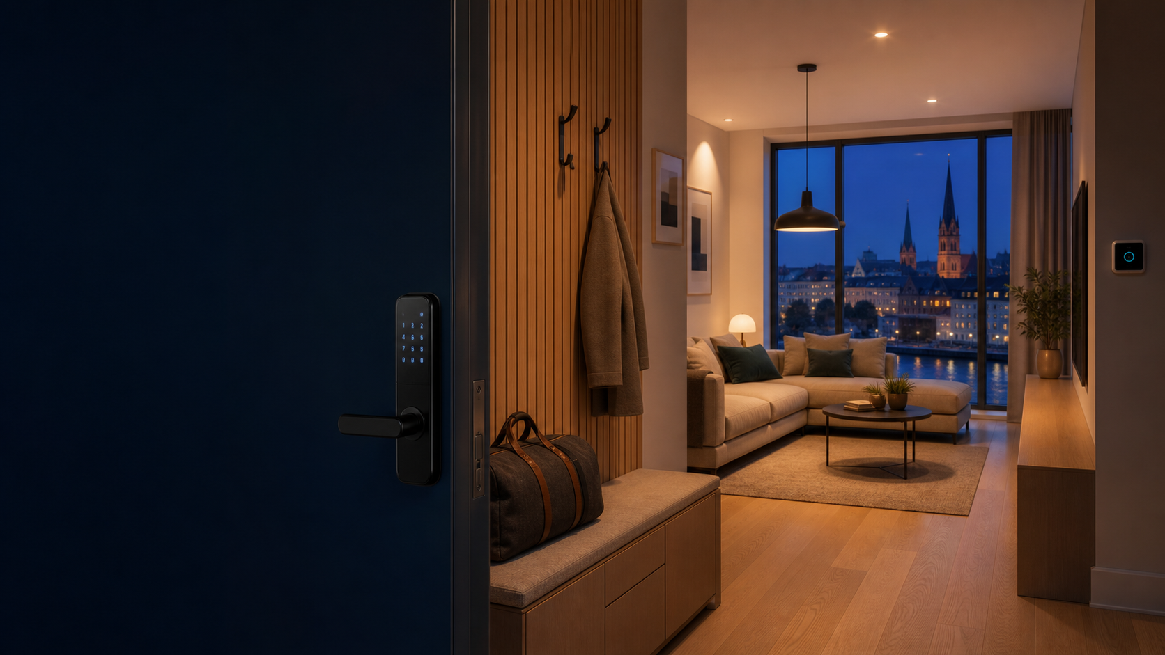 Location scandinave haut de gamme avec serrure connectée prête pour l’arrivée