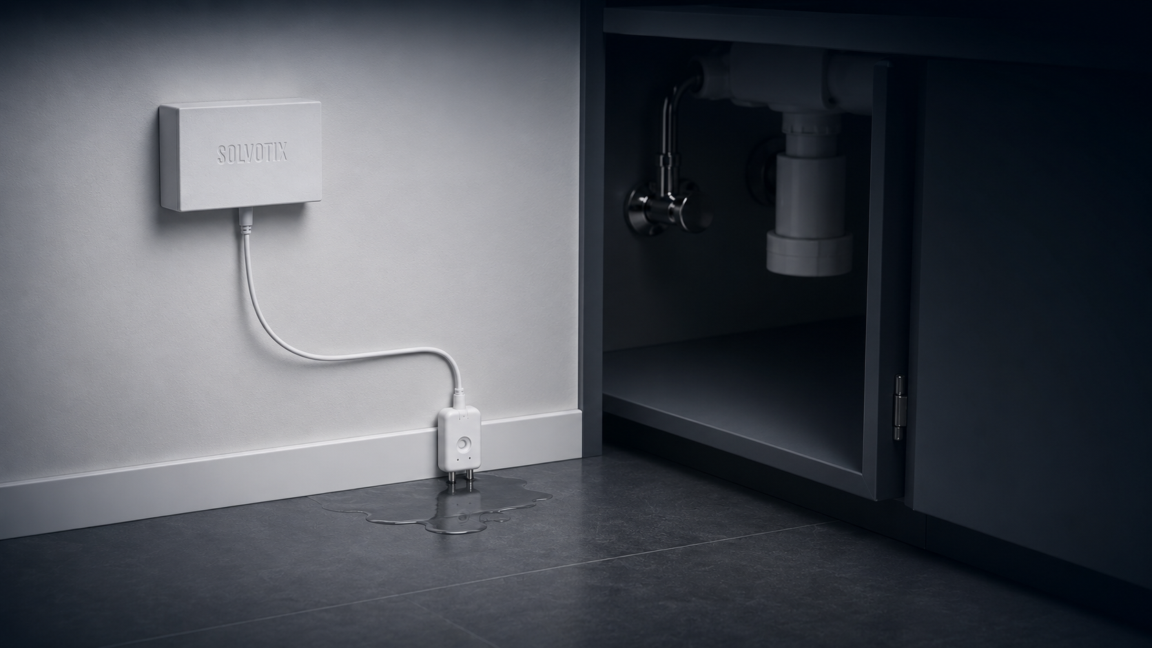 Détecteur d’eau Solvotix avec câble capteur de fuite